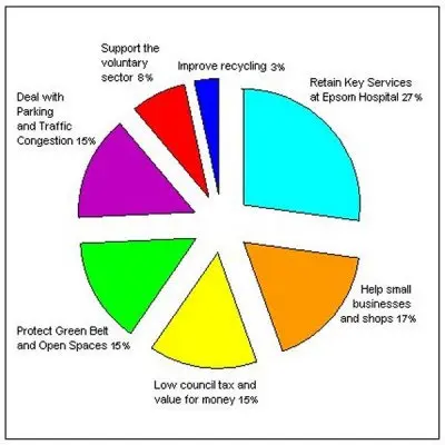 Image courtesy of Epsom & Ewell Liberal Democrats Pie chart of survey data