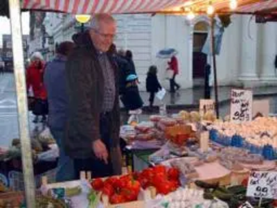 Peter Wilcock at the market in Saffron Walden